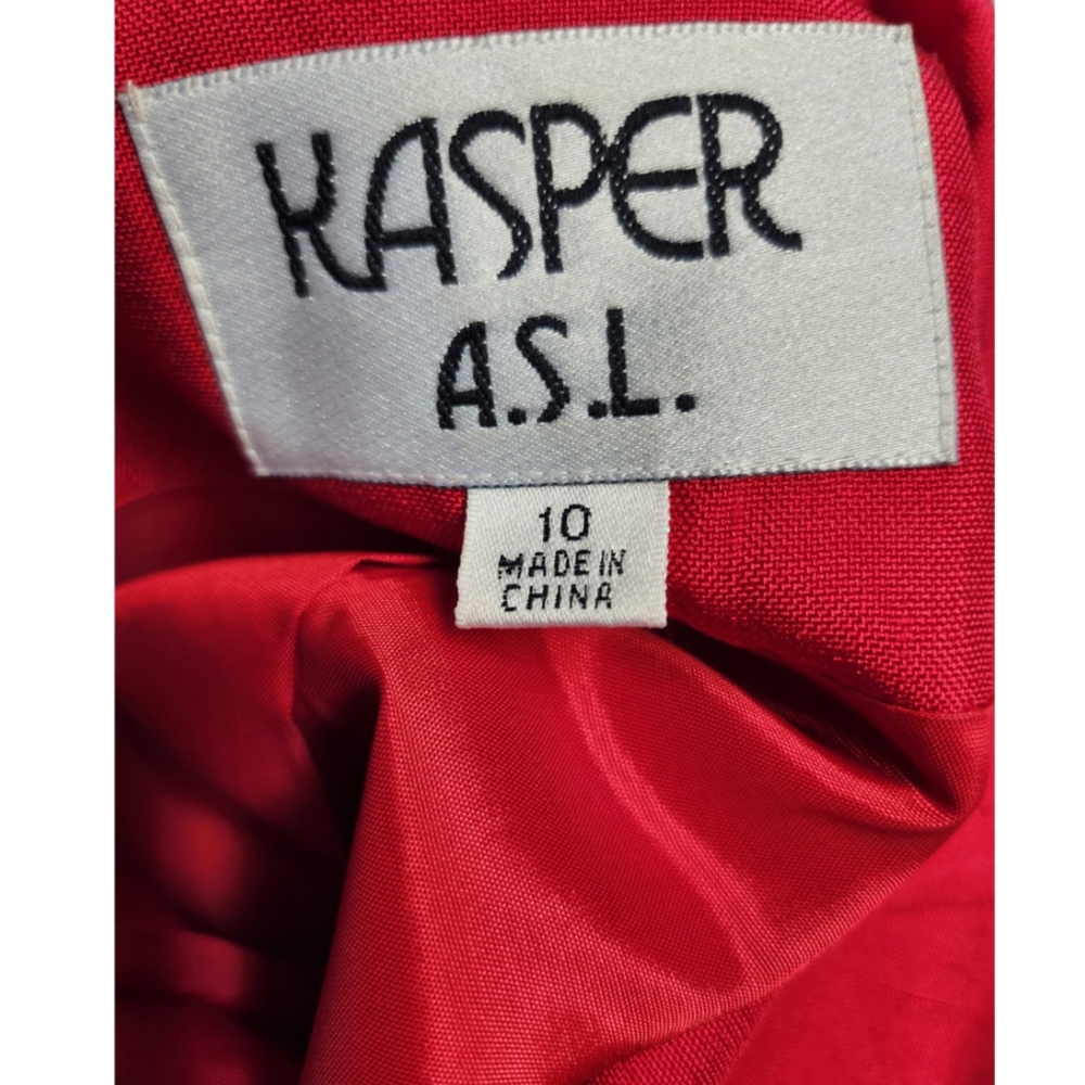 KASPER A.S.L. RED 100% SILK SKIRT SUIT SIZE 10 BRAND NEW WITH TAGS - Picture 6 of 11